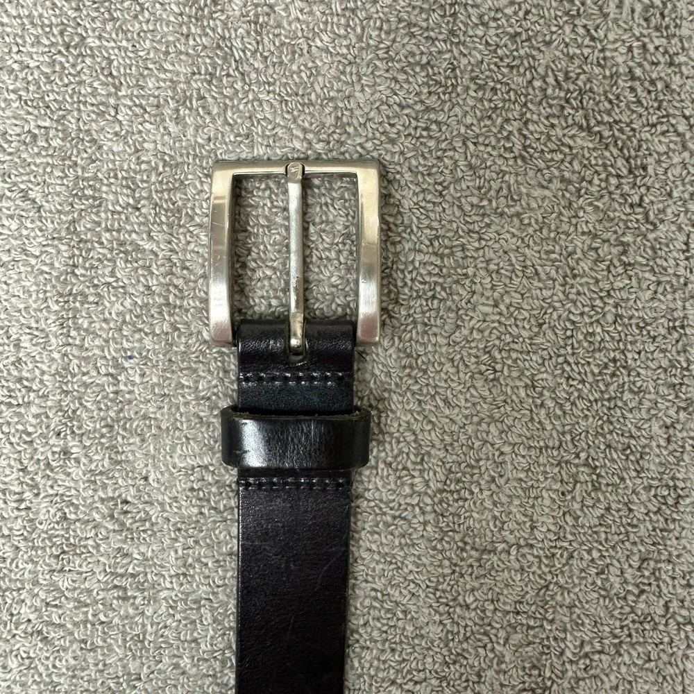 Banana Republic Mens Black Leather Belt Made in England Size 36 Silver Buckle
